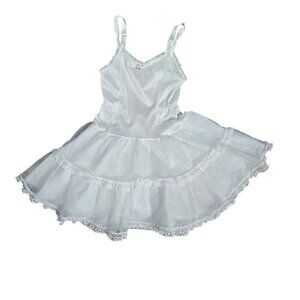 Vintage Girls White Petticoat Slip Ruffled Ballet